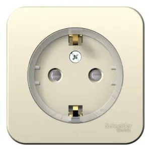 Розетка 1-м ОП Blanca 16А IP20 250В с заземл. защ. шторки с изолир. пластиной (компакт) молоч. SE BLNRA111112 1210511