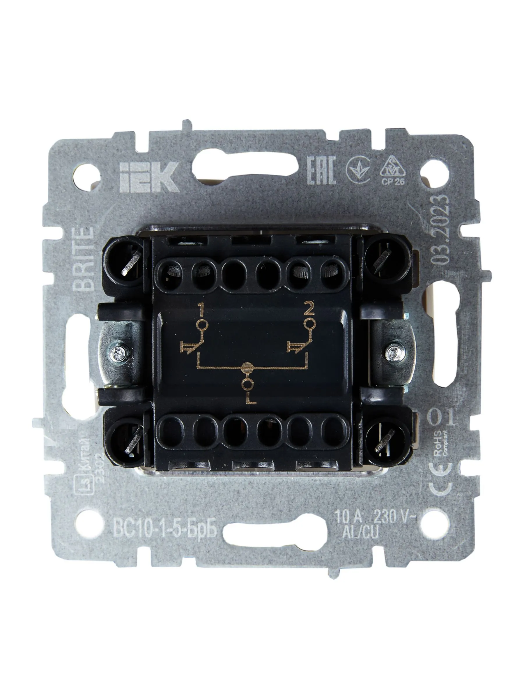 BRITE Выключатель жалюзи 10А ВС10-1-5-БрБ белый IEK - Фото 3