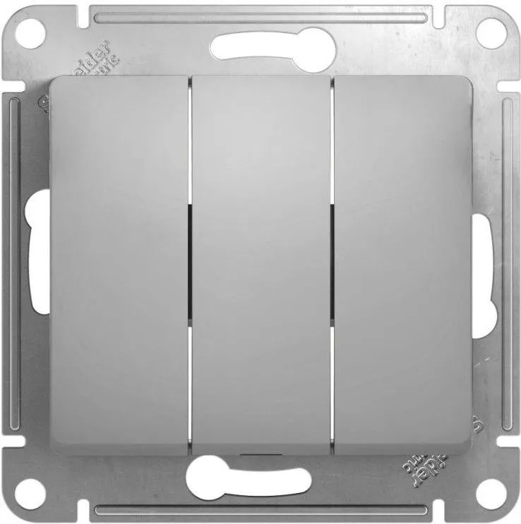 Выключатель 3-кл. СП Glossa 10А IP20 (сх. 1+1+1) 10AX механизм алюм. SE GSL000331