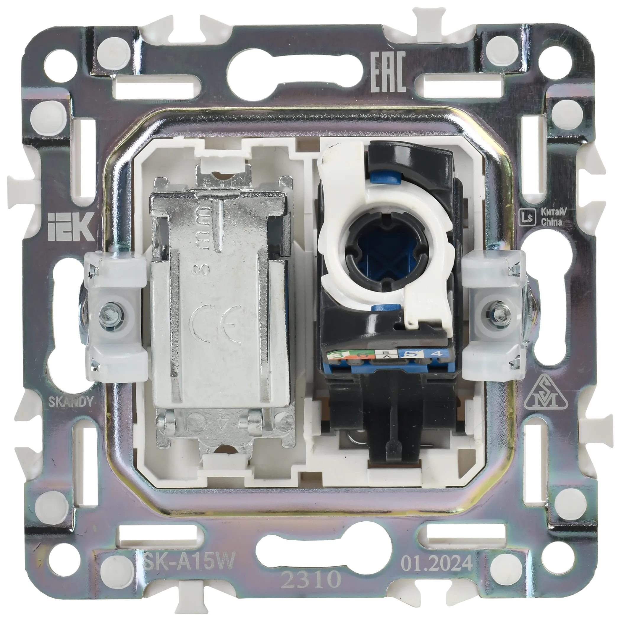 SKANDY Розетка двойная TV+RJ45 кат.6E SK-A15W арктический белый IEK - Фото 6