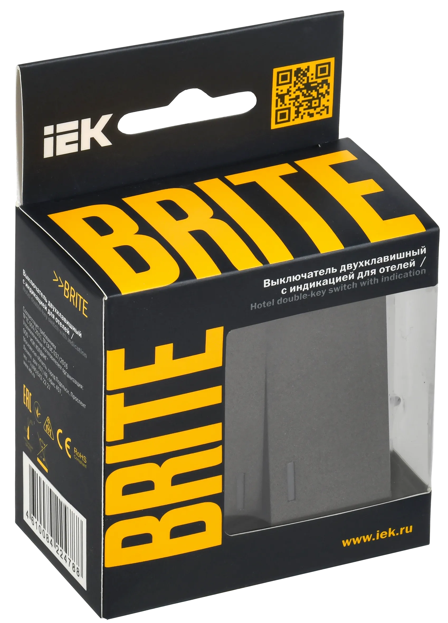 BRITE Выключатель 2-клавишный с индикацией для отелей 10А ВС10-2-9-БрТБ темная бронза IEK - Фото 2