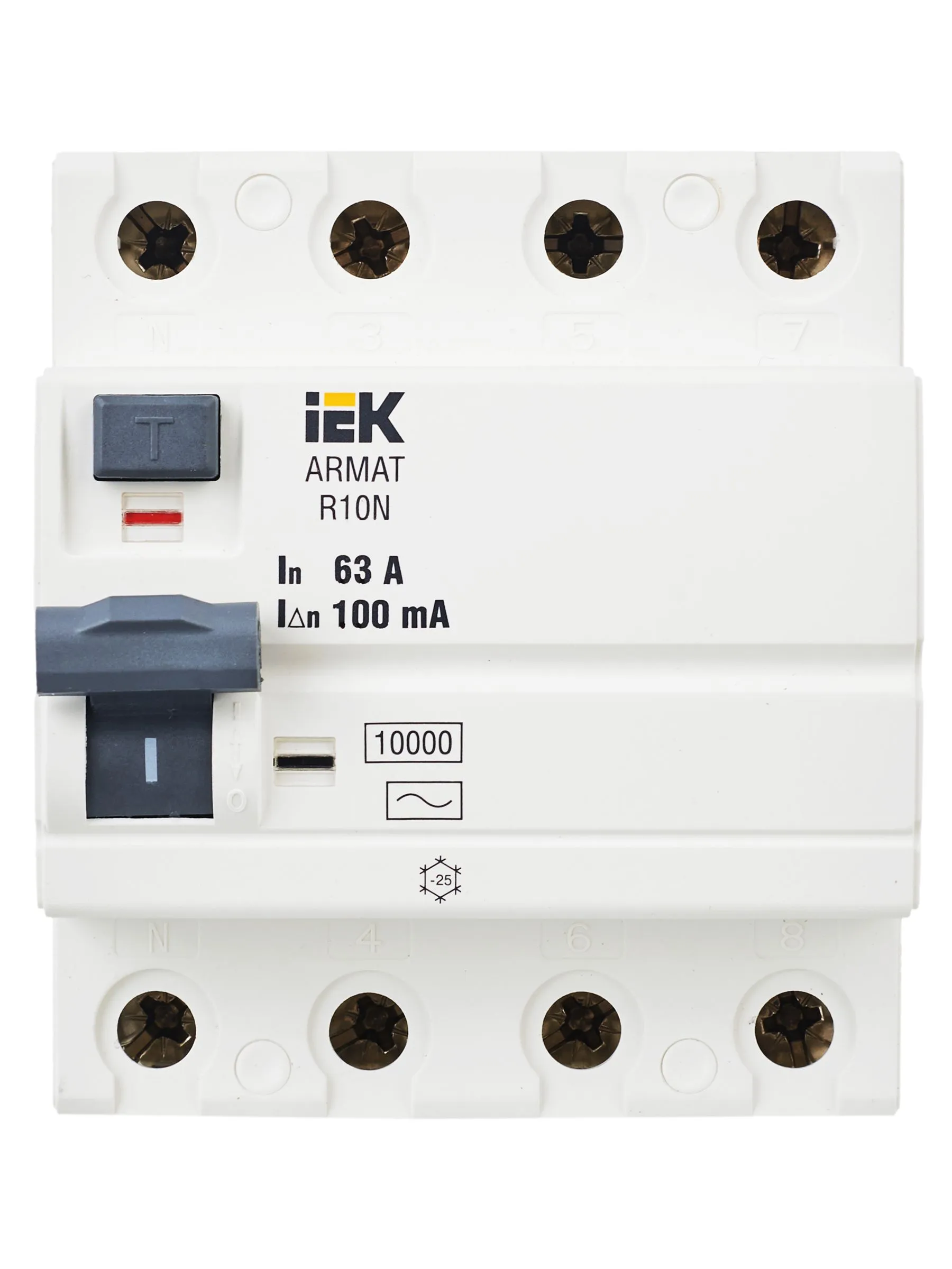 ARMAT Выключатель дифференциального тока R10N 4P 63А 100мА тип AC IEK - Фото 11