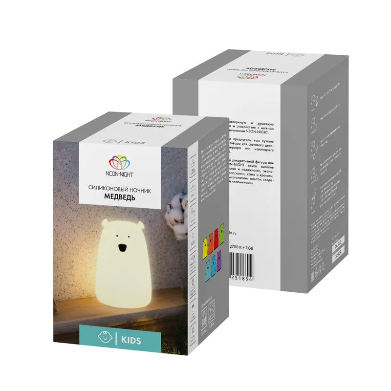 Силиконовый ночник Медведь - Фото 4
