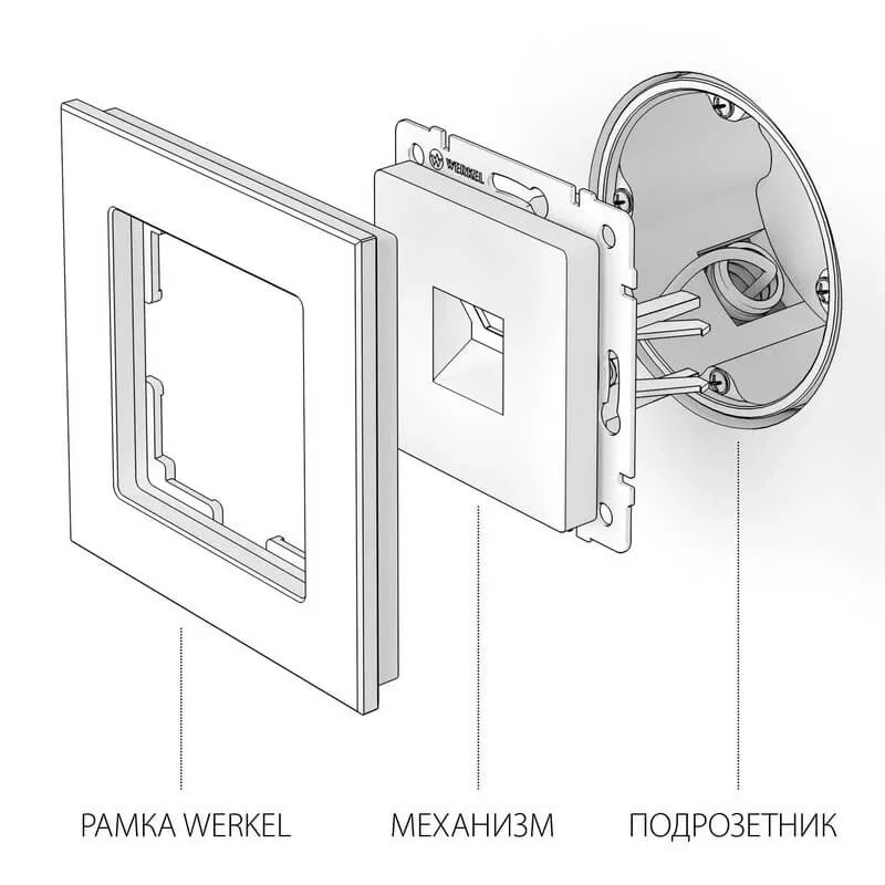 Розетка Ethernet RJ-45 (графит рифленый) Werkel - Фото 2