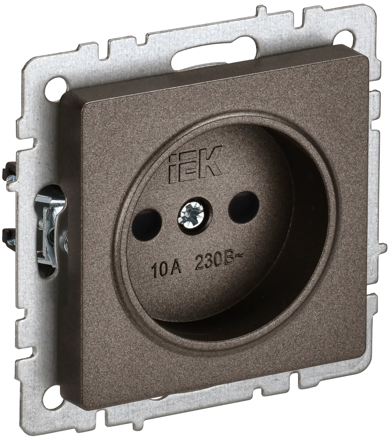 BRITE Розетка 1-местная без заземления с защитными шторками 10А РСш10-2-БрТБ темная бронза IEK
