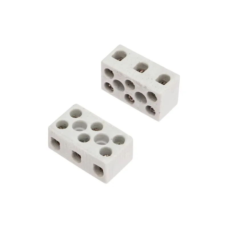 Клемма керамическая винтовая КВ 4 мм² 3 пары контактов с крепежным отверстием (100 шт./уп.) REXANT 