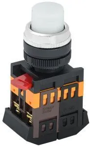 Кнопка ABLFP-22 белый d=22мм неон/240В 1з+1р IEK BBT20-ABLFP-K01