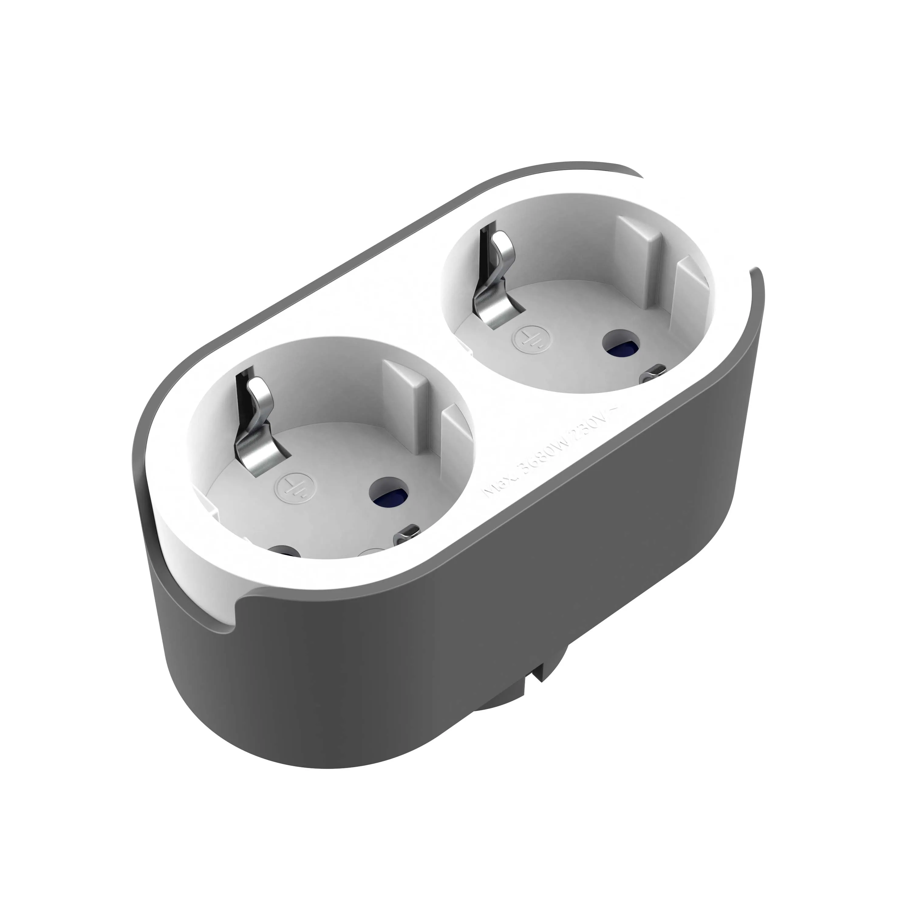 Сетевой разветвитель 2 гнезда с/з, с защитными шторками, 16A, 230V, бело-серый DEKRON - Фото 2