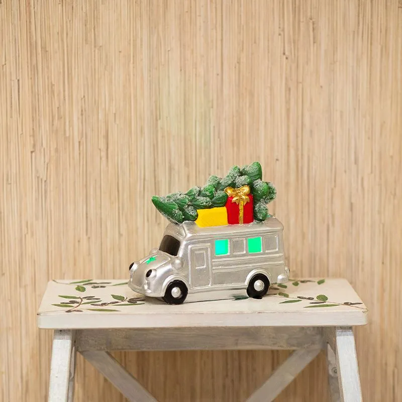 Керамическая фигурка Автобус с елкой 19x9x16 см - Фото 3