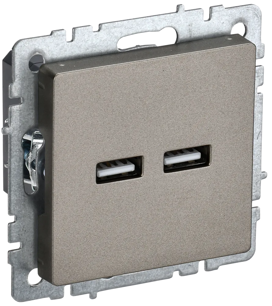 BRITE Розетка USB A+A 5В 3,1А РЮ10-1-БрШ шампань IEK