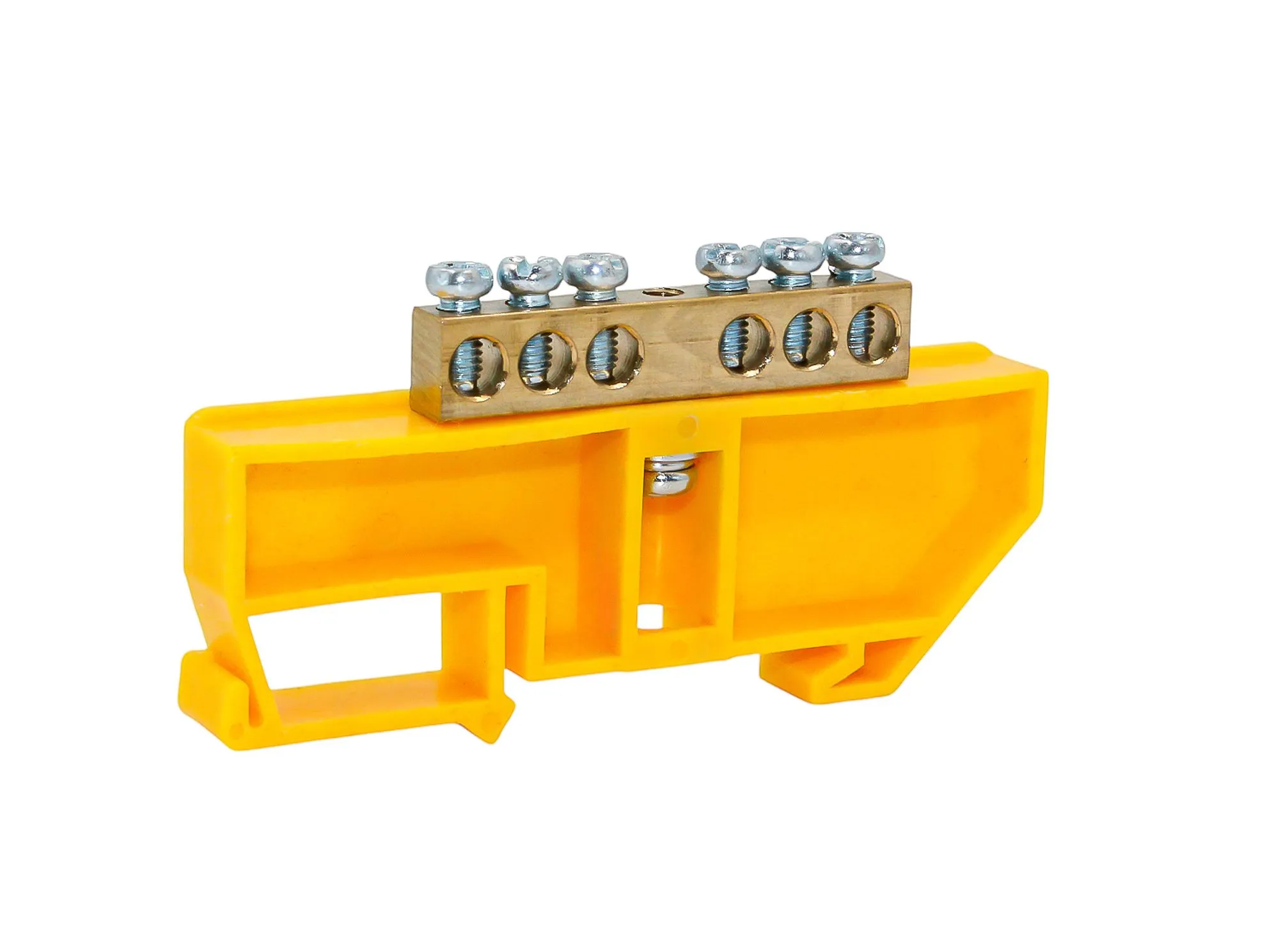 Шина PE "земля" на DIN-изоляторе ЖЕЛТЫЙ 6х9-6 AN0803-0013