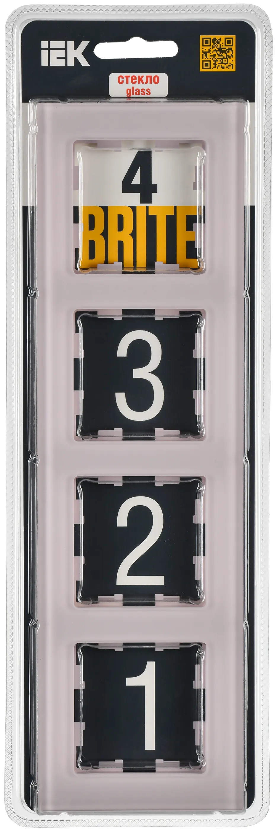 BRITE Рамка 4-местная РУ-4-2-Бр стекло розовый матовый IEK - Фото 2