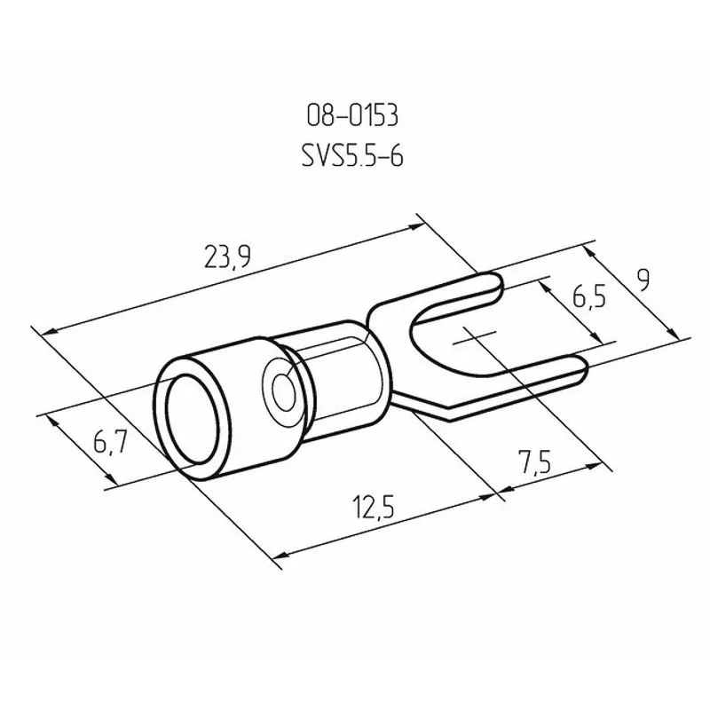 Наконечник вилочный изолированный 6.5 мм 4-6 мм ² (НВи 6.0-6 / НВи 5,5-6) желтый REXANT - Фото 2