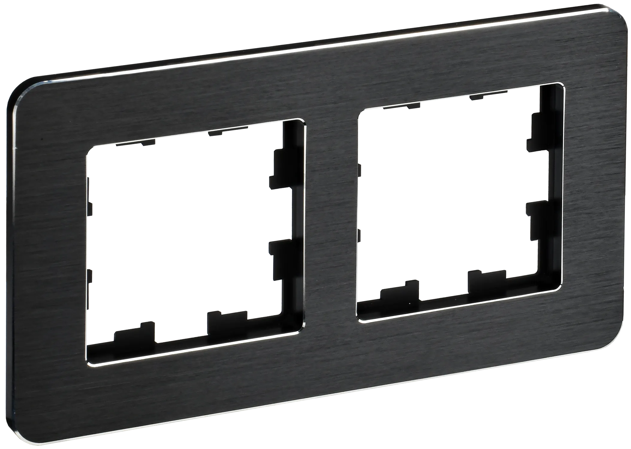 BRITE Рамка 2-местная РУ-2-1-Бр металл черный RE AL IEK BR-M22-M-21-K02