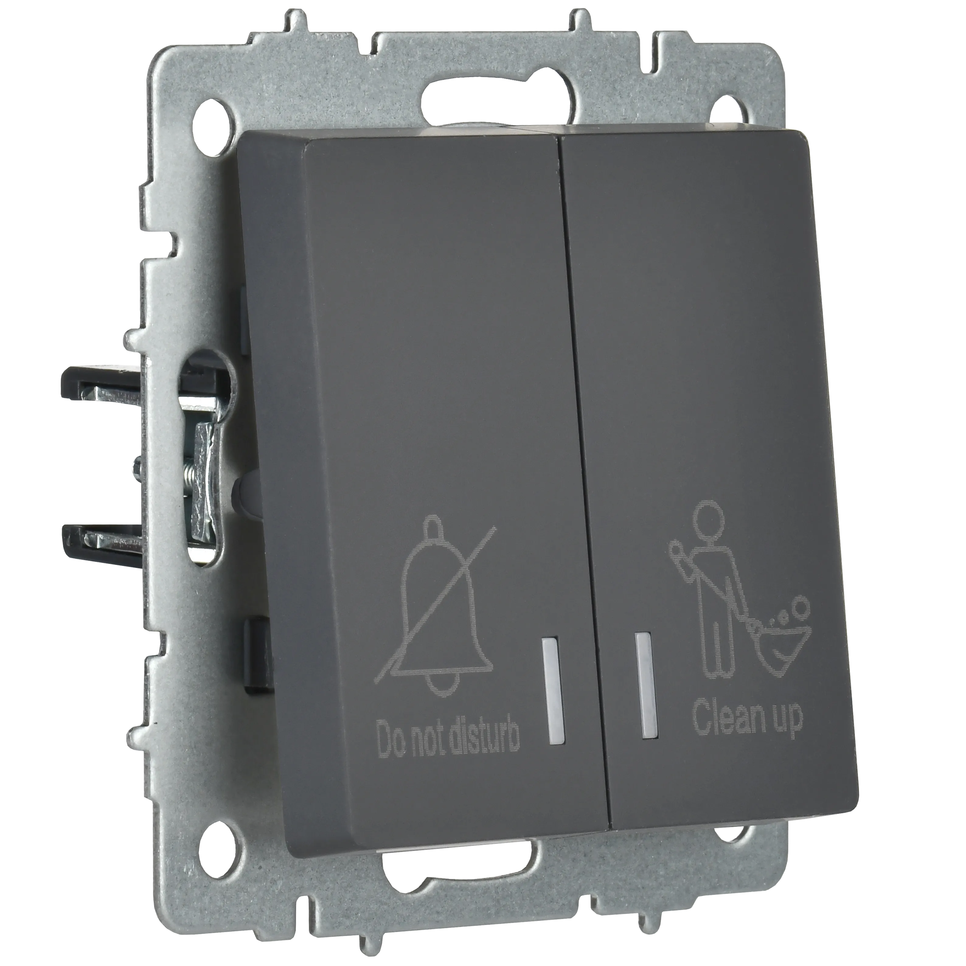 BRITE Выключатель 2-клавишный с индикацией для отелей 10А ВС10-2-9-БрГ графит IEK - Фото 5