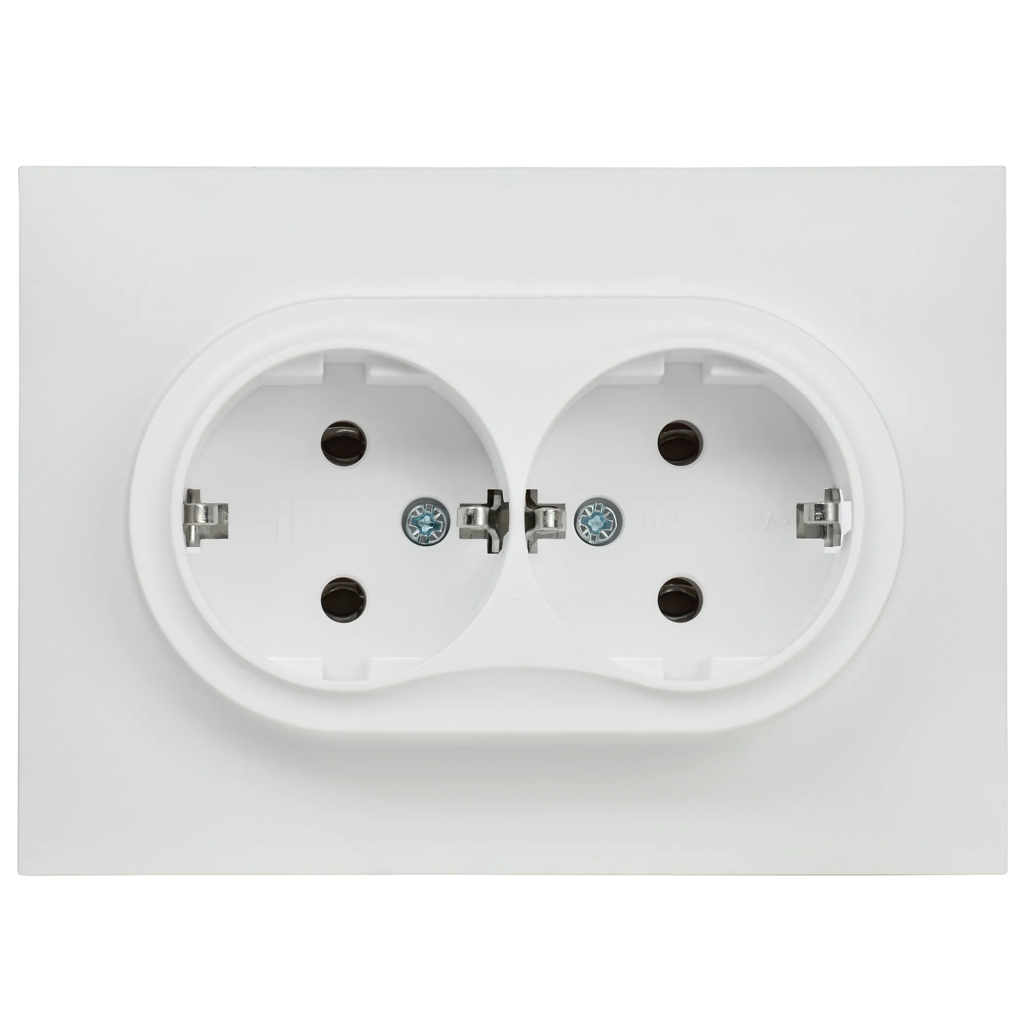 SKANDY Розетка 2-местная с заземлением без защитных шторок 16А в сборе SK-R08W арктический белый IEK - Фото 7