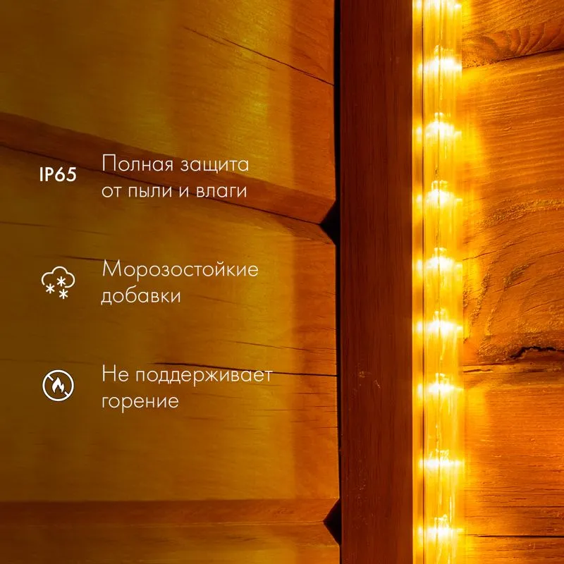 Дюралайт LED трехжильный 230В 13мм 24 LED/м ТЕПЛЫЙ БЕЛЫЙ свечение с динамикой модуль 4м бухта 100м NEON-NIGHT Эконом - Фото 2