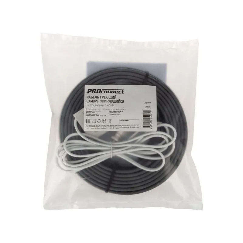 Кабель греющий саморегулирующийся 16Вт/м, на трубу, 6м/96Вт PROconnect - Фото 2