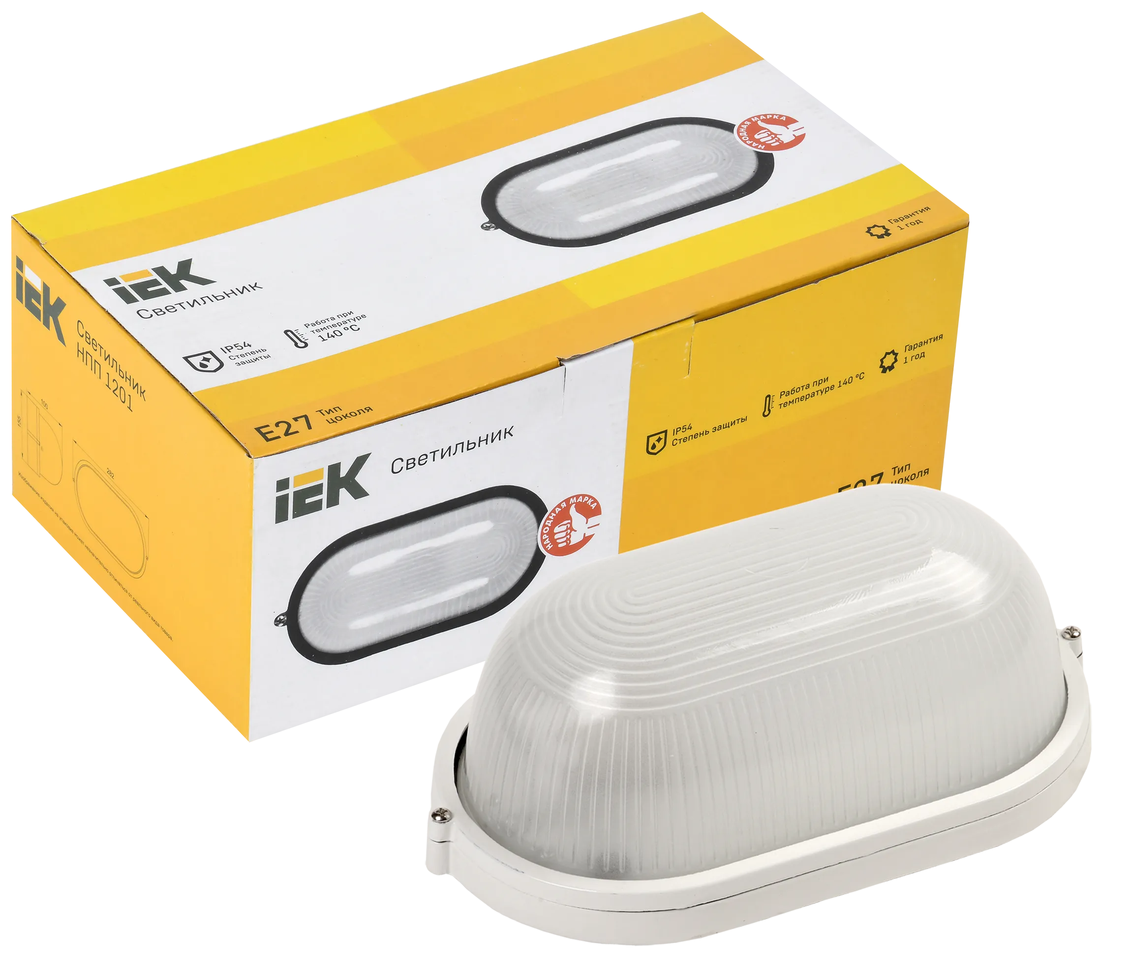 Светильник НПП1201 овал 100Вт IP54 белый IEK - Фото 3
