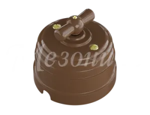 Выключатель ретро пластиковый поворотный на четыре положения (2-х клавишный), IP20, цвет - какао, УС GE30401-70