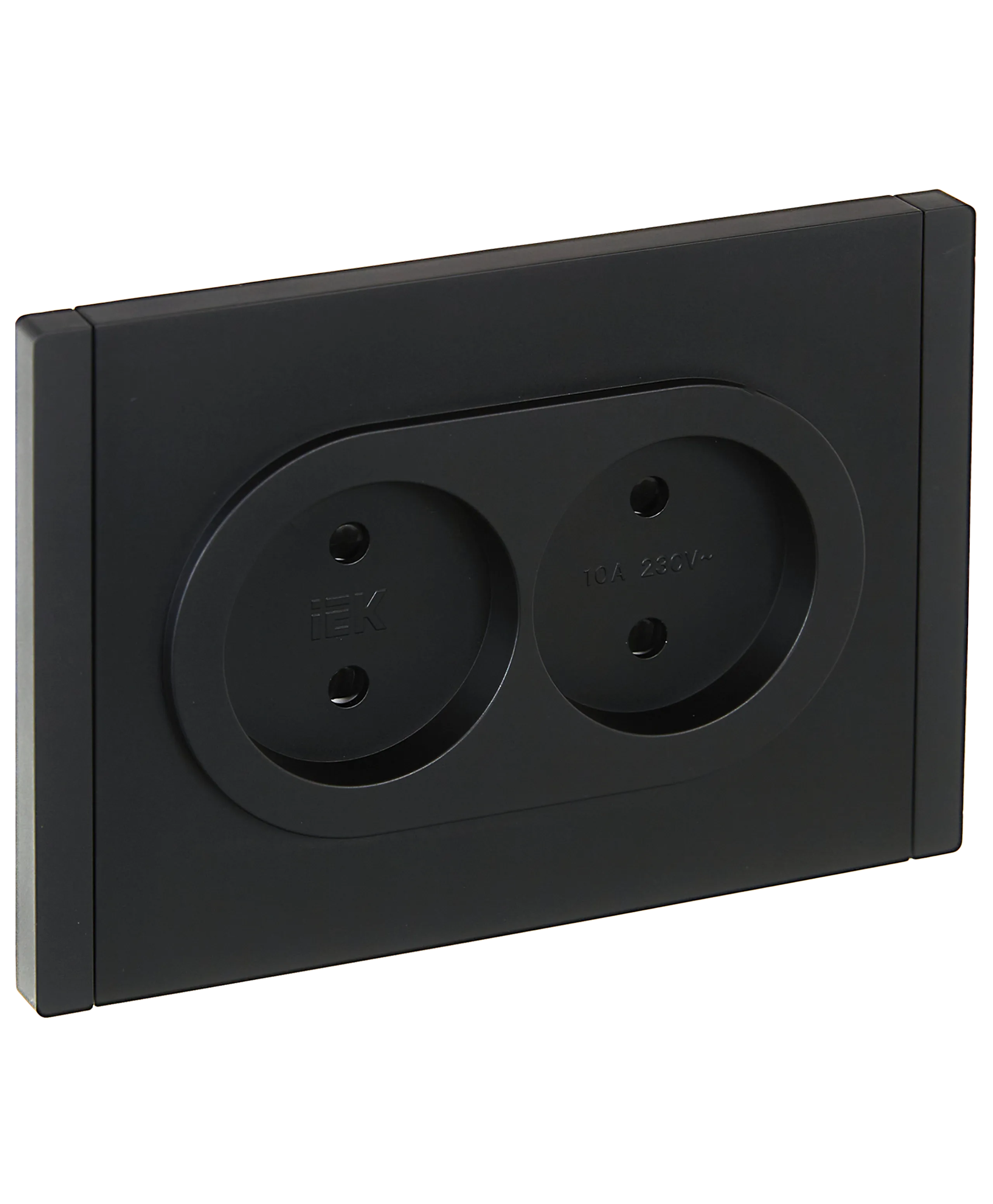 FORTE&PIANO Розетка 2-местная без заземления с защитными шторками безвинтовое крепление 10А FP125 черный IEK
