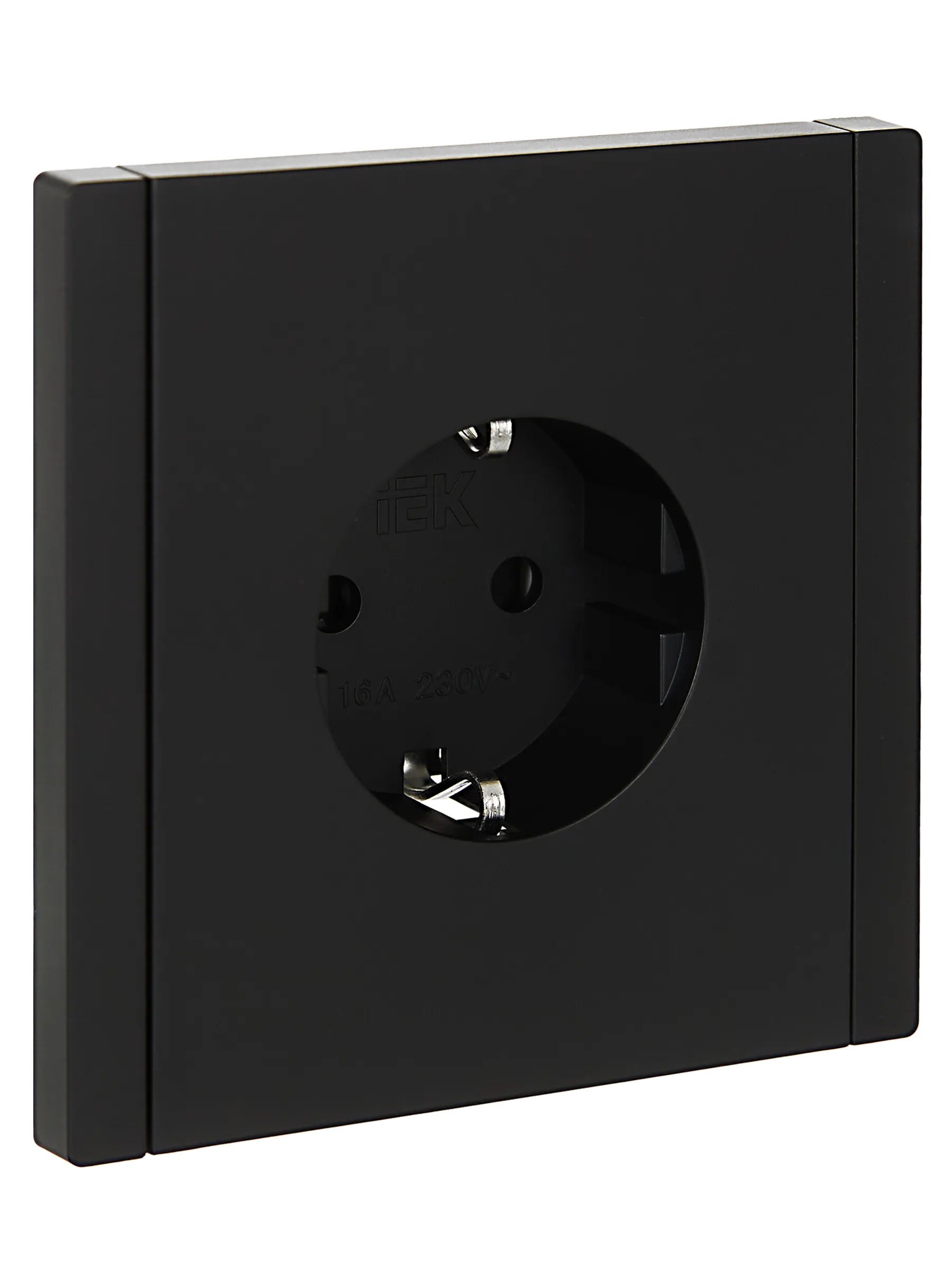 FORTE&PIANO Розетка 1-местная с заземлением с защитными шторками безвинтовое крепление 16А FP113 черный IEK FP-R14-16-1-K02