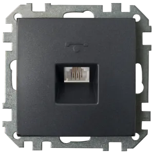 Розетка телефонная четырехконтактная скрытой установки ТР4-037 графит 10476BY
