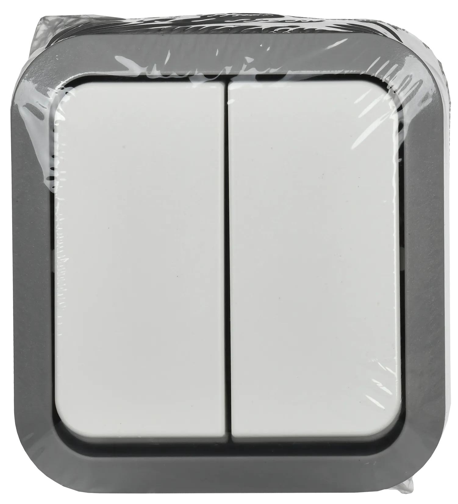 TORS Выключатель двухклавишный 10А IP55 TS205 серо-белый IEK - Фото 2