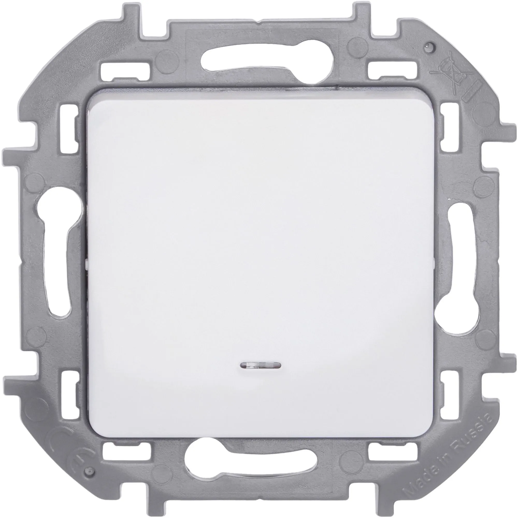 INSPIRIA Выключатель 1-клавишный с подсветкой/индикацией схема 1L 10АХ безвинтовые зажимы белый - Фото 5