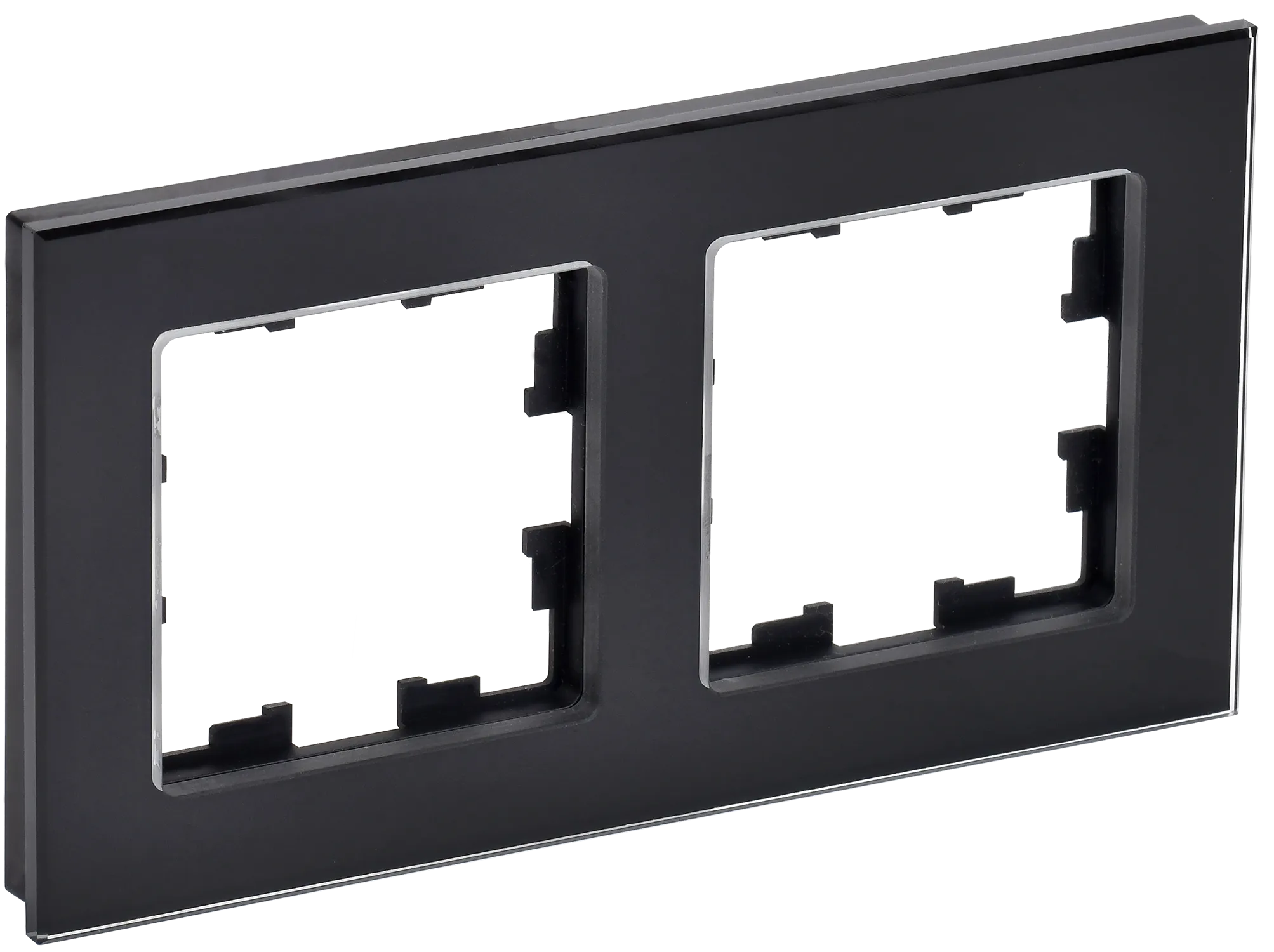 BRITE Рамка 2 -местная РУ-2-2-БрЧ стекло черный IEK