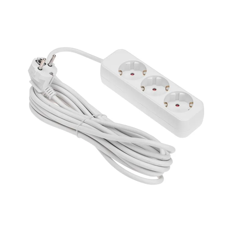 Удлинитель STANDARD 3 гнезда, 5м, 3х1,0мм², с/з, белый REXANT - Фото 2