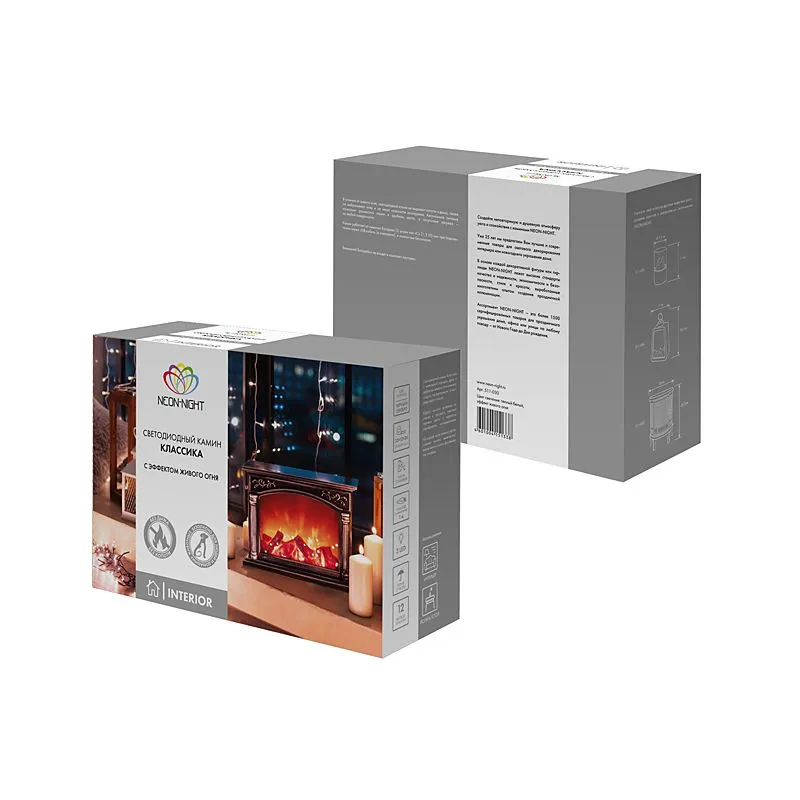 Светодиодный камин Классика с эффектом живого огня 33х12х24 см, батарейки 3хС (не в комплекте) или от USB (в комплекте) - Фото 5