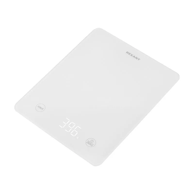 Весы кухонные электронные, белые/прямоугольные/стекло/до 5 кг REXANT 72-1008