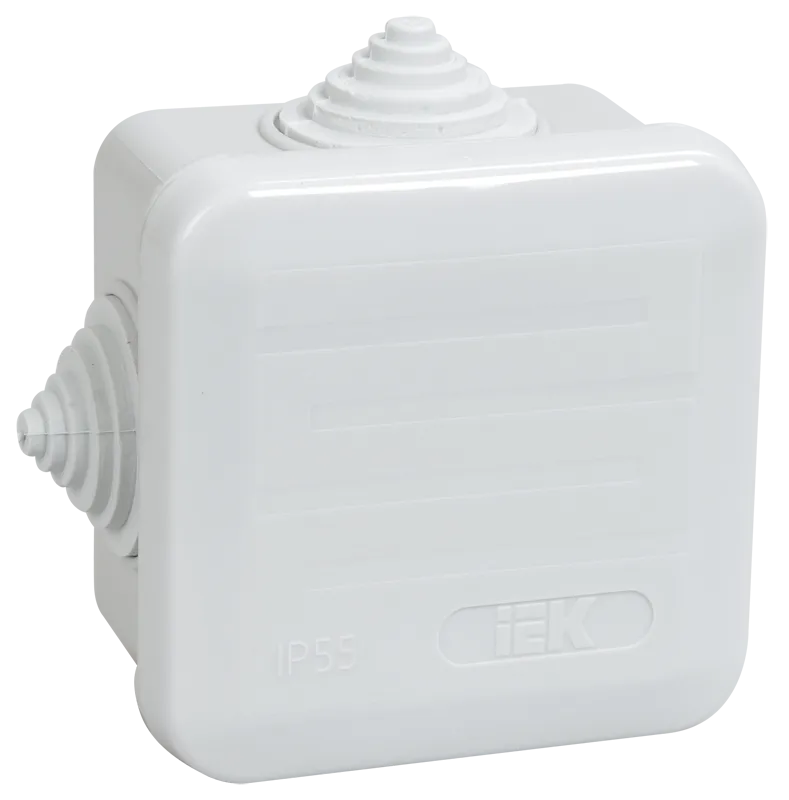 Коробка распаячная КМ41236 для открытой проводки безгалогенная (HF) 70х70х40мм с защелкивающейся крышкой IP44 4 гермоввода серая IEK UKOZ11-070-070-040-K41-44