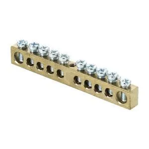 Шина PEN "ноль-земля" (6x9мм) 10 отв. латунь крепеж по центру EKF sn0-63-10