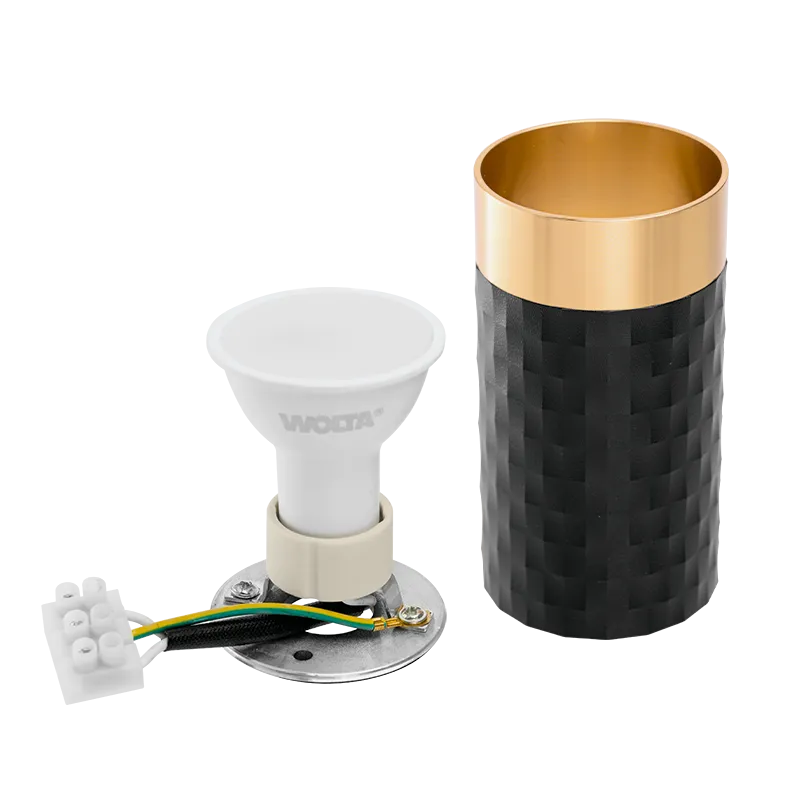 Накладной светильник WOLTA WSL-GU10/10BG IP20 под лампу GU10 Чёрный/золото CELLA D55x100 1/100 - Фото 7