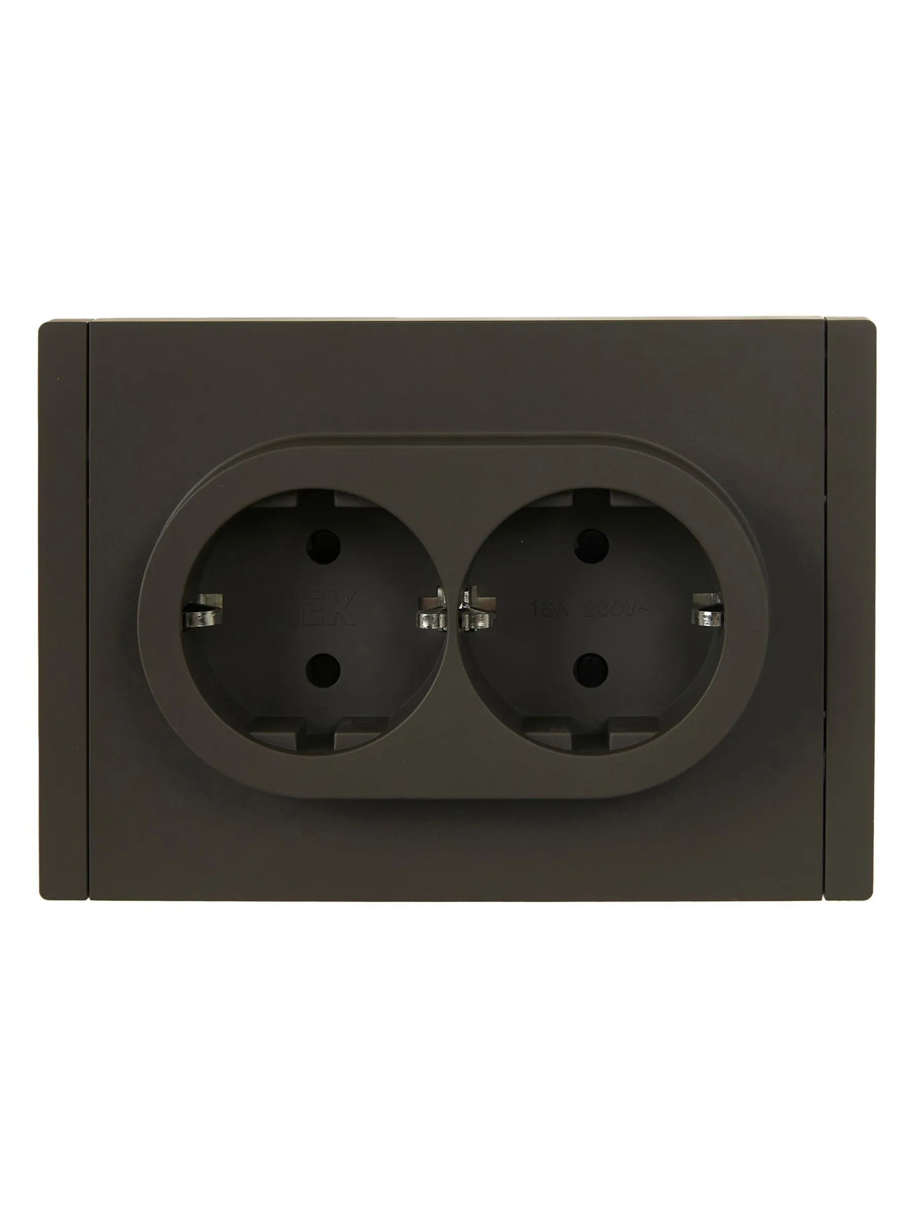 FORTE&PIANO Розетка 2-местная с заземлением с защитными шторками безвинтовое крепление 16А FP323 серый IEK - Фото 3