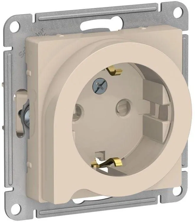 Розетка 1-м СП AtlasDesign 16А IP20 с заземл. защ. шторки с выталк. вилки механизм беж. SE ATN000247