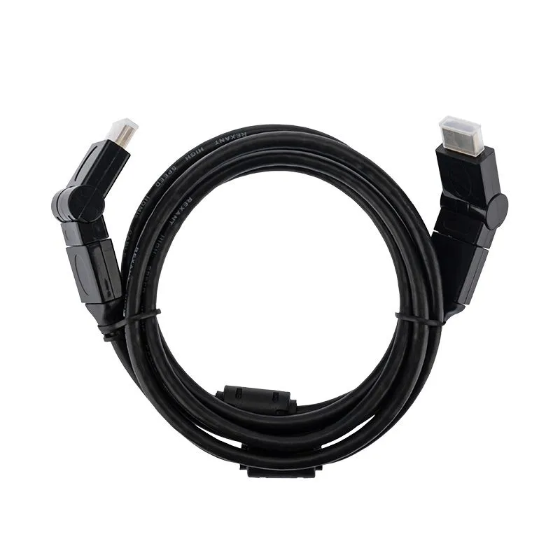 Шнур HDMI - HDMI 1.4, 2м, Gold, с фильтрами, угловой 360° REXANT - Фото 3