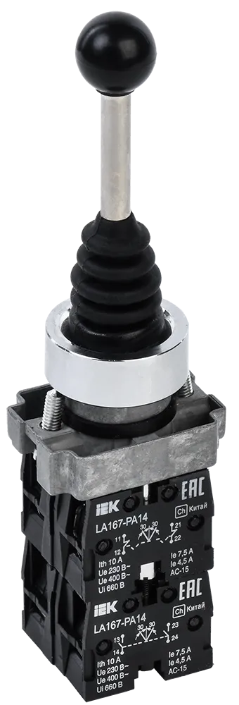 Джойстик LA167-PA14 на 4 положения 4з с фиксацией черный IEK