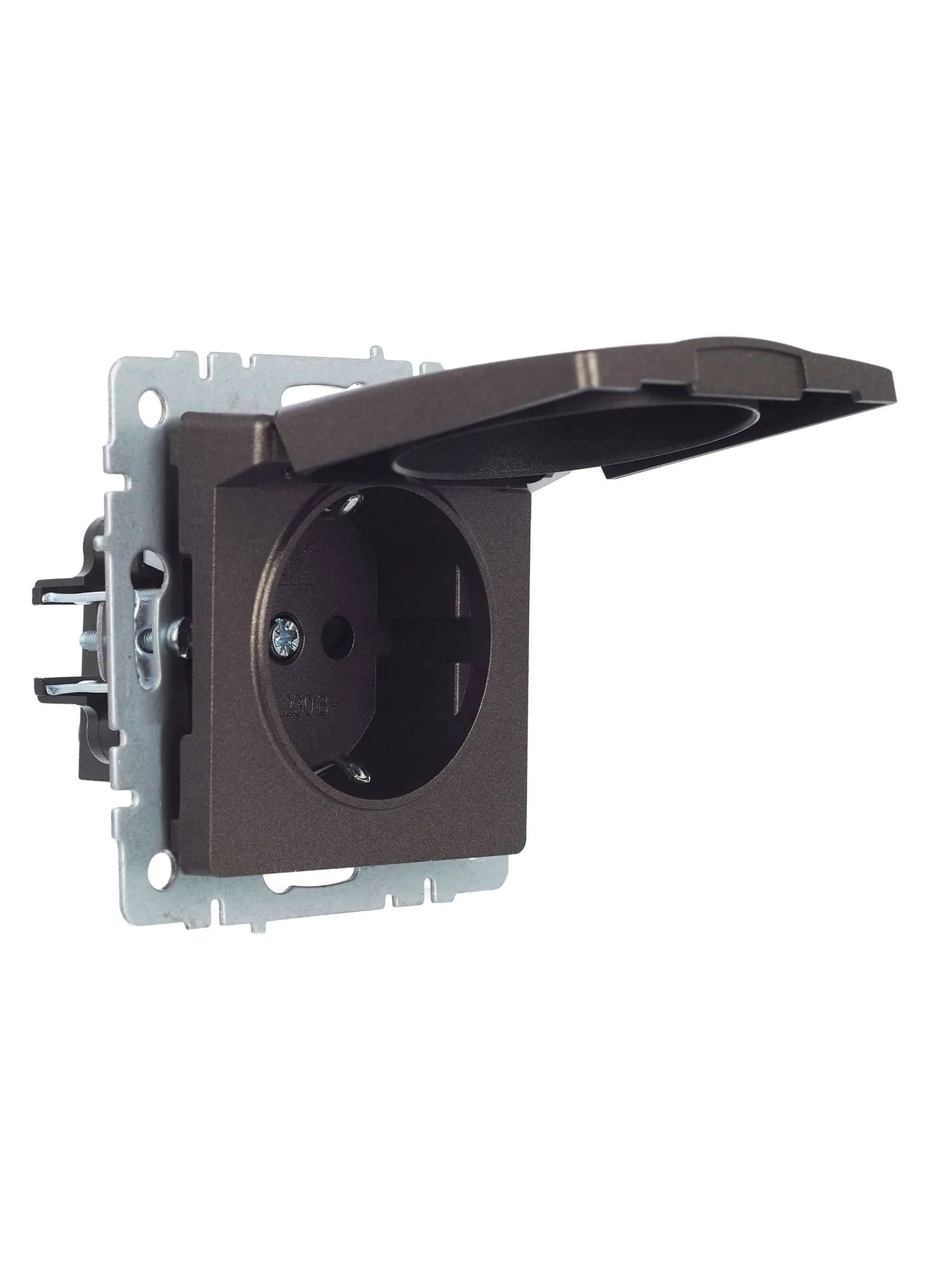 BRITE Розетка 1-местная с заземлением с защитными шторками и крышкой 16А IP20 РСбш10-3-БрТБ темная бронза IEK - Фото 10