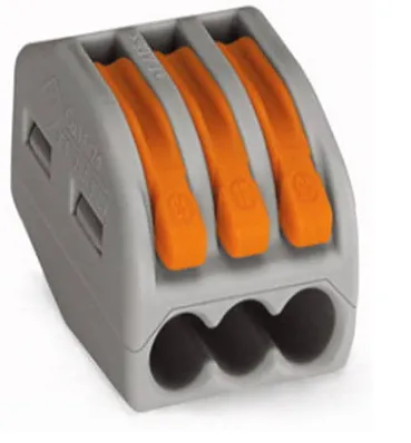 222-413 Универсальная клемма, 3-проводная, серая (0,08-2,5/4 мм²) (50 шт/уп)  WAGO