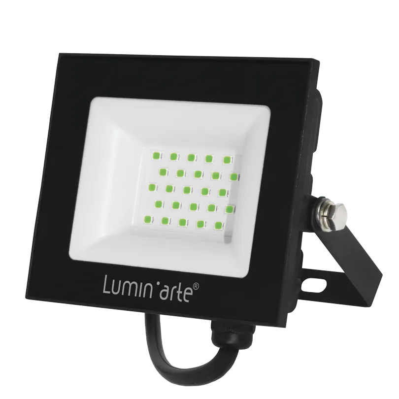 Светодиодный прожектор LUMIN'ARTE LFL-30W/07 30Вт зелённый цвет свечения IP65 серый корпус 112х83х25 1/60