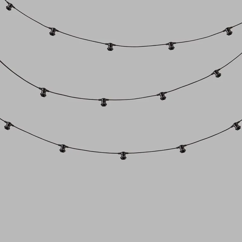 Гирлянда Belt-Light 2 жилы, 50м, шаг 40см, 125 патронов E27, IP65, черный круглый провод NEON-NIGHT