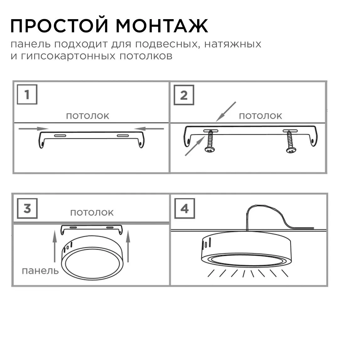 Панель светодиодная накладная круглая 15Вт, 1200Лм, Ф145мм, 4500К, Apeyron - Фото 10