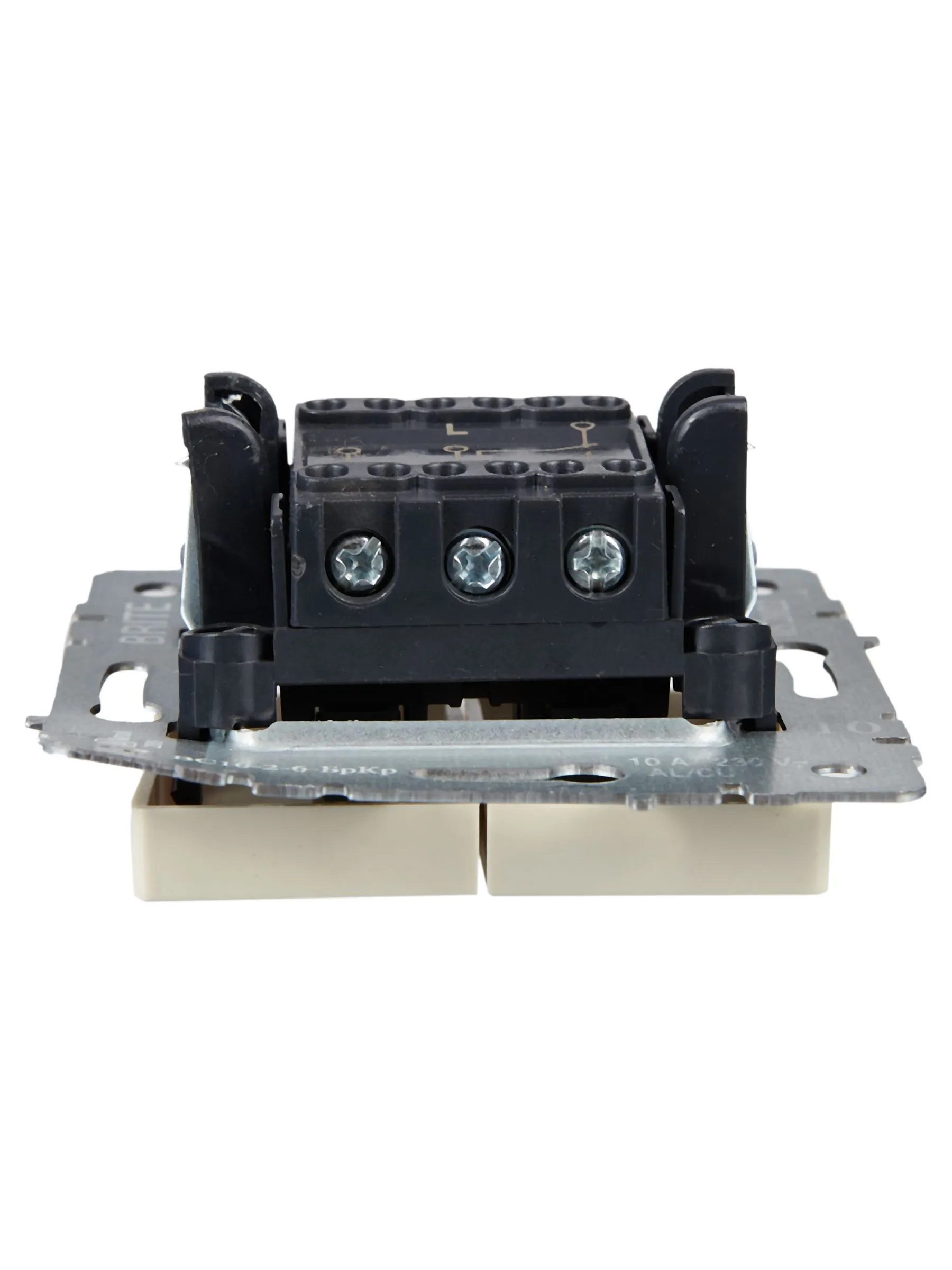 BRITE Выключатель 2-клавишный проходной 10А ВС10-2-6-БрКр бежевый IEK - Фото 5