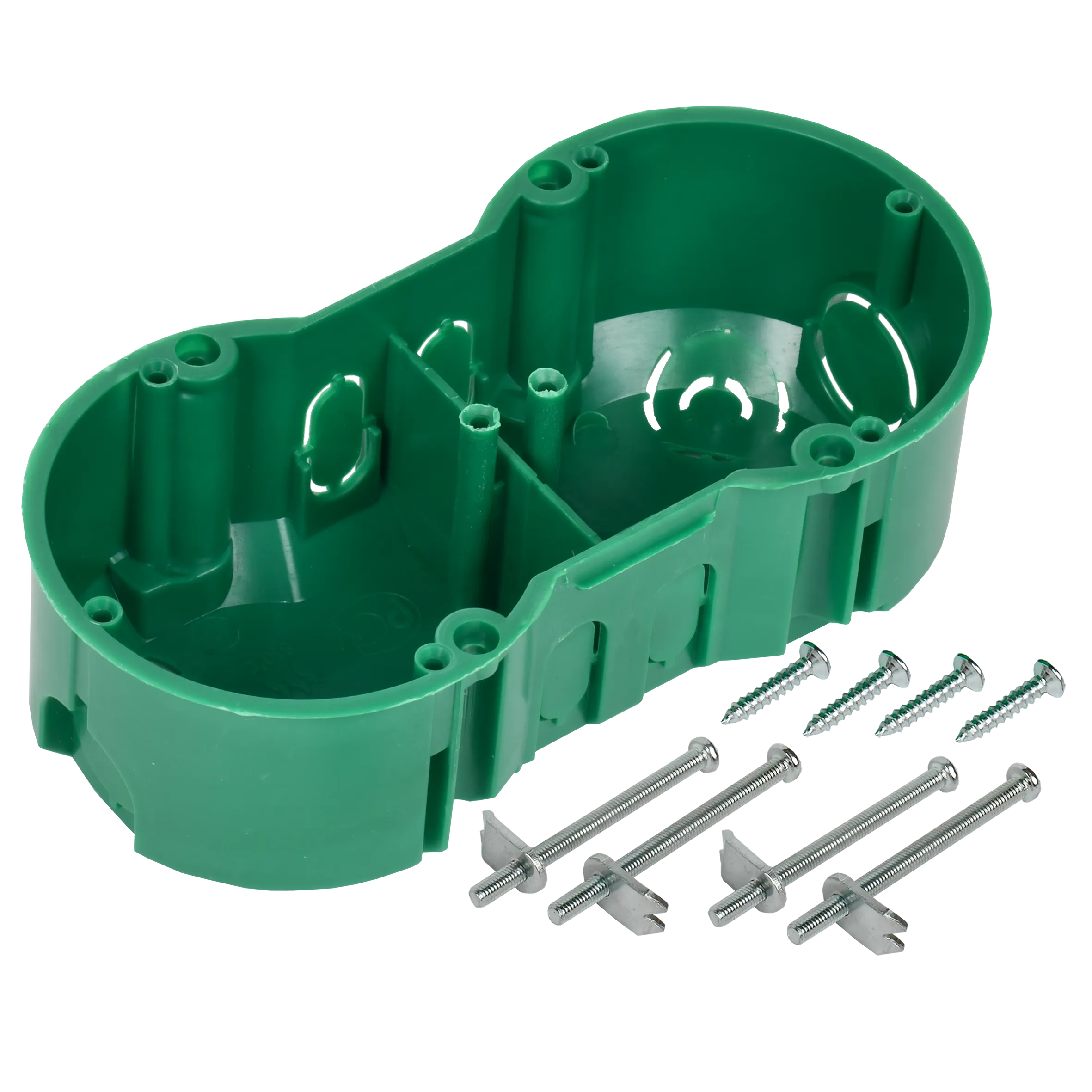 Коробка установочная КМ40023 двухместная для полых стен безгалогенная (HF) 141х70х45мм с саморезами и металлическими лапками IEK - Фото 5