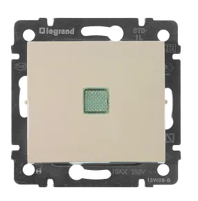 VALENA Переключатель 1-клавишный с подсветкой 10АХ схема 6L безвинтовые зажимы слоновая кость