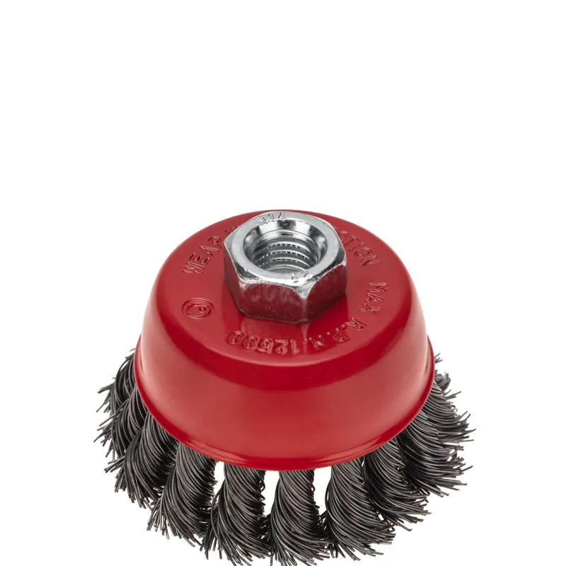 Щетка чашечная для УШМ, крученая стальная проволока, 75мм, М14 KRANZ - Фото 3