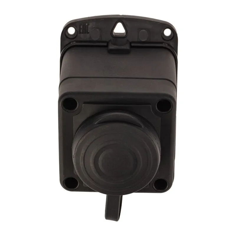 Розетка влагозащищенная угловая с крышкой 1 гнездо, 2Р+РЕ, 230В, с/3, 16А, IP44, каучук, черная PROconnect - Фото 2